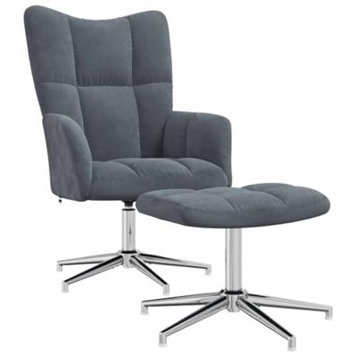 Relaxstoel met voetenbank fluweel donkergrijs