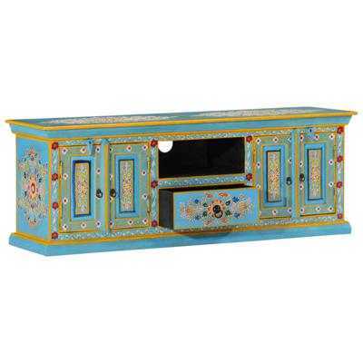 Tv-meubel 110x30x40 cm massief mangohout blauw