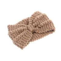 Winter gebreide hoofdband tulband vrouwen haak Bow breed stretch Hairband Zandana (kaki) - thumbnail