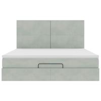 Ottoman bed met matrassen en LED's 160x200cm fluweel lichtgrijs - thumbnail