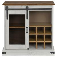 Dressoir HALDEN met schuifdeur 80x40x80 cm massief hout wit - thumbnail