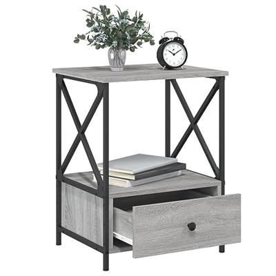 Nachtkastjes 2 st 50x41x65 cm bewerkt hout grijs sonoma eiken