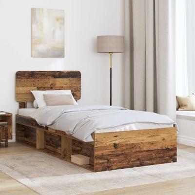 Bedframe met hoofdeinde Oudhout 75 x 190 cm Massief grenenhout
