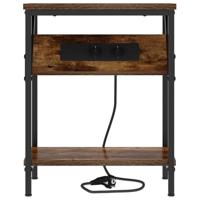 Nachtkastje 2 pcs Gerookt eiken 38 x 30 x 48 cm Bewerkt hout - thumbnail