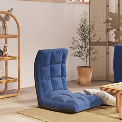 VidaXL Vloerstoel inklapbaar stof blauw