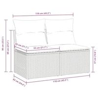 2-delige Loungeset met kussens poly rattan acacia zwart - thumbnail