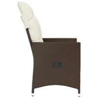 Tuinstoel verstelbaar met kussens poly rattan bruin - thumbnail