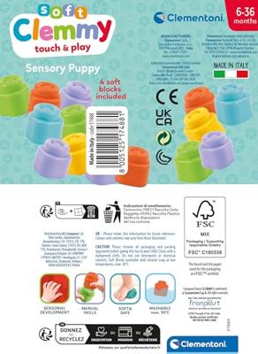 Clementoni baby - clemmy sensory puppy blauw met soft blokken, 5dlg. Clementoni baby - clemmy sensory puppy blauw met soft blokken, 5dlg.
