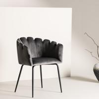 Nohr Eetkamerstoel 'Kyrstle' Met armleuning, Velvet, kleur Grijs - thumbnail