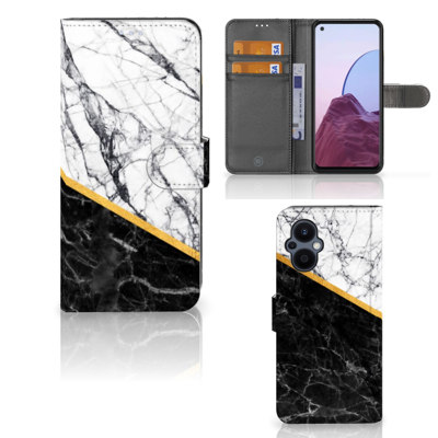 OPPO Reno 8 Lite | OnePlus Nord N20 | Bookcase | Marmer Wit Zwart - Origineel Cadeau Man