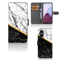 OPPO Reno 8 Lite | OnePlus Nord N20 | Bookcase | Marmer Wit Zwart - Origineel Cadeau Man - thumbnail