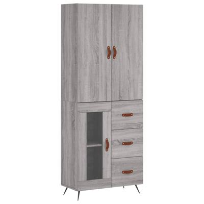 Hoge kast 69,5x34x180 cm bewerkt hout grijs sonoma eikenkleurig