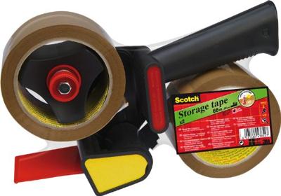 Scotch afroller H180 met 2 rollen verpakkingsplakband, ft 50 mm x 66 m, PP, bruin Scotch afroller H180 met 2 rollen verpakkingsplakband, ft 50 mm x 66 m, PP, bruin