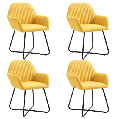 VidaXL Eetkamerstoelen 4 st stof geel VidaXL Eetkamerstoelen 4 st stof geel