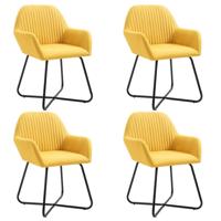 VidaXL Eetkamerstoelen 4 st stof geel - thumbnail
