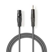Nedis COTH15320GY10 Gebalanceerde Xlr-audiokabel Xlr 3-pins Female - 3,5 Mm Male 1,0 M Grijs - thumbnail