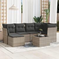 7-delige Loungeset met kussens poly rattan grijs - thumbnail