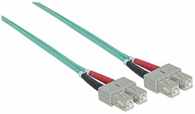 Intellinet 751100 Glasvezel Optische vezel Aansluitkabel 3.00 m Turquoise [1x SC-stekker - 1x SC-stekker] 50/125 µ Multimode OM3