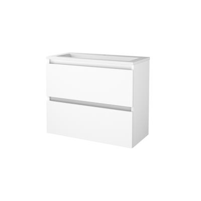 Badmeubelset BWS Salt 80x39cm Greeploos 2 Lades Met Wastafel Acryl 1 Kraangat Ice White