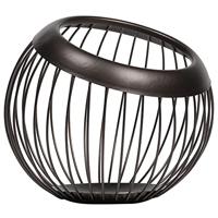 QUVIO Ronde fruitschaal metaal - Zwart met een bruine gloed - thumbnail