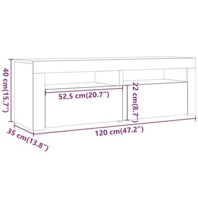 Tv-meubel met LED 120x35x40 cm bewerkt hout artisanaal eiken