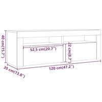 Tv-meubel met LED 120x35x40 cm bewerkt hout artisanaal eiken - thumbnail
