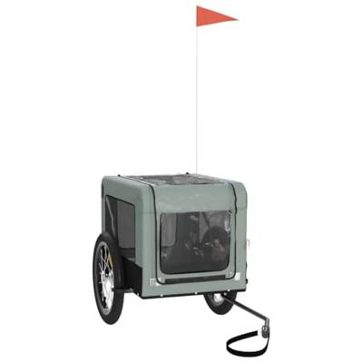 Hondenfietstrailer oxfordstof en ijzer grijs en zwart - thumbnail