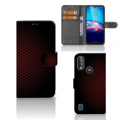 Bookcase Moto E6s Telefoon Hoesje Geruit Rood Bookcase Moto E6s Telefoon Hoesje Geruit Rood