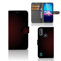 Bookcase Moto E6s Telefoon Hoesje Geruit Rood - thumbnail