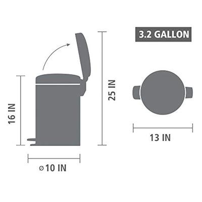 brabantia Newicon 111969 Pedaalemmer (groot) 12 l Staal (Ø x h) 251 mm x 411 mm Wit Met voetpedaal 1 stuk(s) - thumbnail