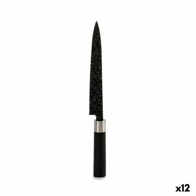 Keukenmes Kinvara Zwart Zilverkleurig Roestvrij staal Plastic 3,5 x 33,3 x 2,2 cm 33,5 x 2,2 x 3,5 cm Marmer (12 Stuks)