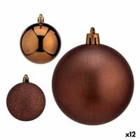 Set kerstballen Bruin Plastic 7 x 8 x 7 cm (12 Stuks) - thumbnail