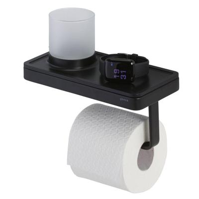 Planchet met Toiletrolhouder en Houder LED Licht Geesa Frame Zwart