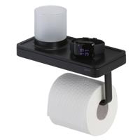 Planchet met Toiletrolhouder en Houder LED Licht Geesa Frame Zwart - thumbnail