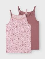 Name it 2-pak meisjes hemdjes - Mauve Flower - Paars meisjes onderhemd - Singlet - thumbnail
