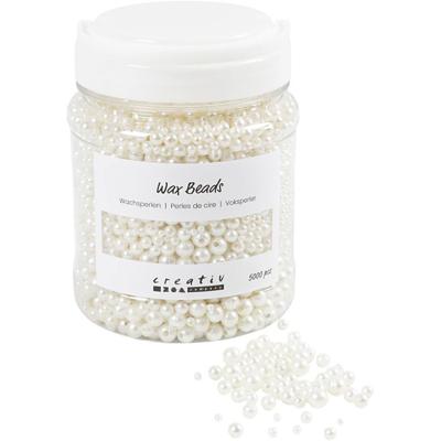Creativ Company Waskralen, d 3-8 mm, gatgrootte 1,3-2,5 mm, ca. 5000, wit parelmoer, 430 gr, 700 ml/ 1 doosje