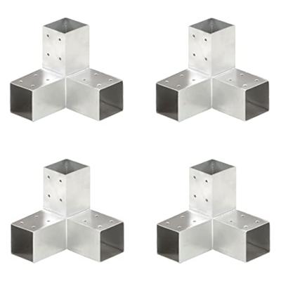 VidaXL Paalverbindingen 4 st y-vorm 71x71 mm gegalvaniseerd metaal