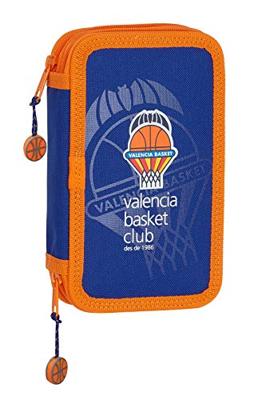 Dubbele etui Valencia Basket M854 Blauw Oranje 12.5 x 19.5 x 4 cm (28 Onderdelen)