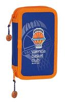 Dubbele etui Valencia Basket M854 Blauw Oranje 12.5 x 19.5 x 4 cm (28 Onderdelen) - thumbnail