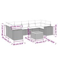 8-delige Loungeset met kussens poly rattan zwart - thumbnail