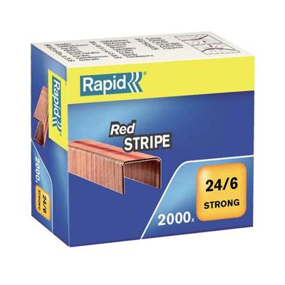 Rapid Nietjes 24/6, Red Stripe, verkoperd, doos van 2000 nietjes