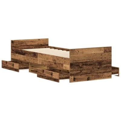 Bedframe zonder matras 100x200 cm bewerkt hout oud hout