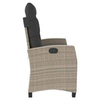 Tuinbankje verstelbaar met kussens poly rattan lichtgrijs - thumbnail