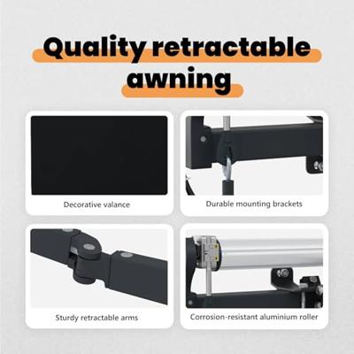 VidaXL Inklapbaar zonnescherm zwart 350 x 250 cm stof en aluminium