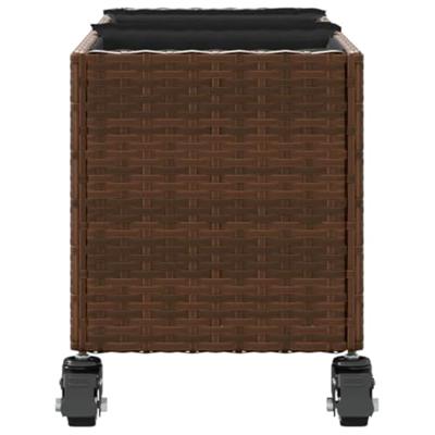 VidaXL Plantenbakken met wielen 2 st 107x32x38 cm poly rattan bruin