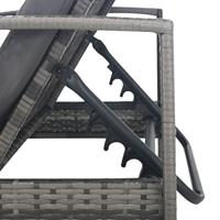 Ligbed met armleuningen poly rattan grijs - thumbnail
