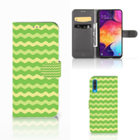 Samsung Galaxy A50 Telefoon Hoesje Waves Green - thumbnail