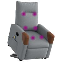 Sta-op-massagestoel elektrisch verstelbaar stof lichtgrijs - thumbnail