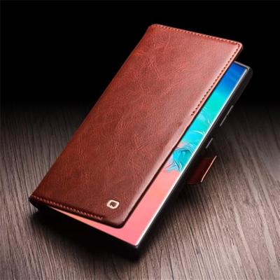 Qialino Samsung Galaxy S25 Ultra hoesje - Leren bookcase - Donkerbruin