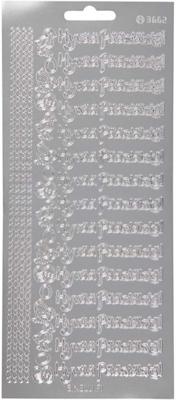 Creativ Company Stickers, hyvaa pääsiäistä, vel 10x23 cm, zilver, 1 vel